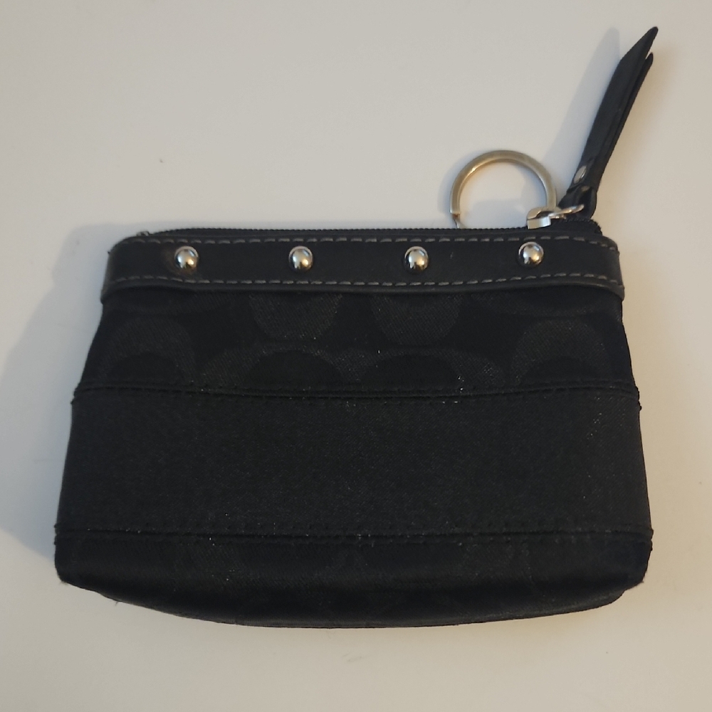 Coach Black Signature Coin Pouch Key Ring